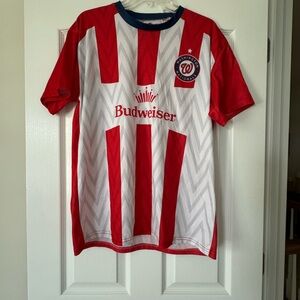 Washington Nationals Red & White Soccer Jersey Giveaway Shirt Chevron Stripes